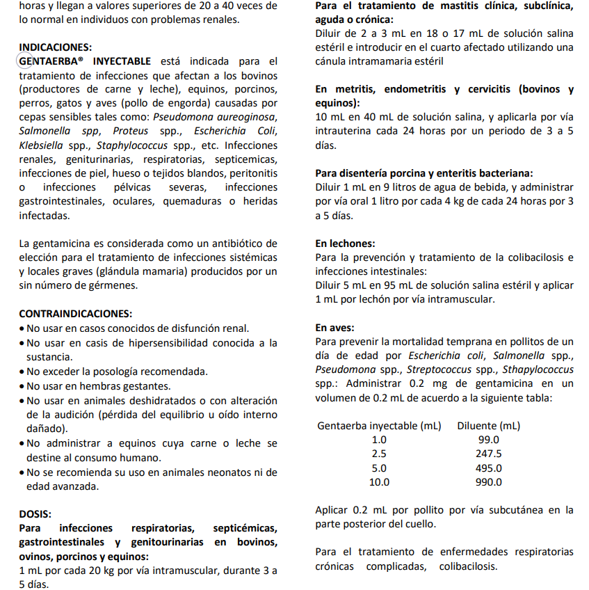 Gentaerba inyectable 100mL