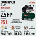 Compresor OAKLAND de 25 litros. 2.5HP