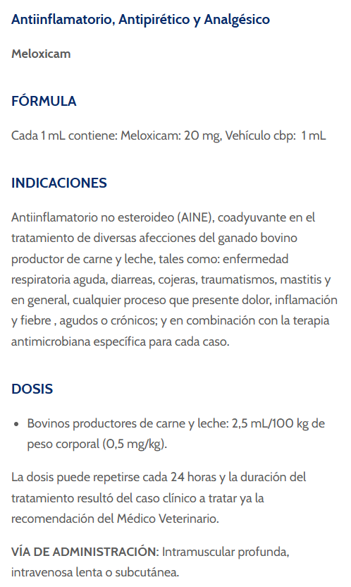 Antiinflamatorio Melodex inyectable 100mL