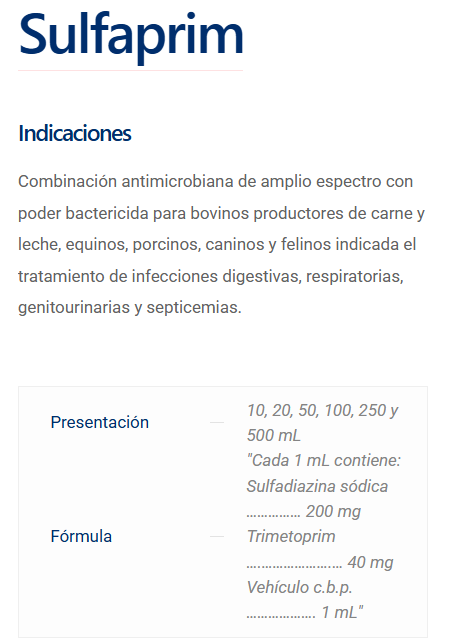 Antimicrobiano de amplio espectro Sulfaprim 100mL