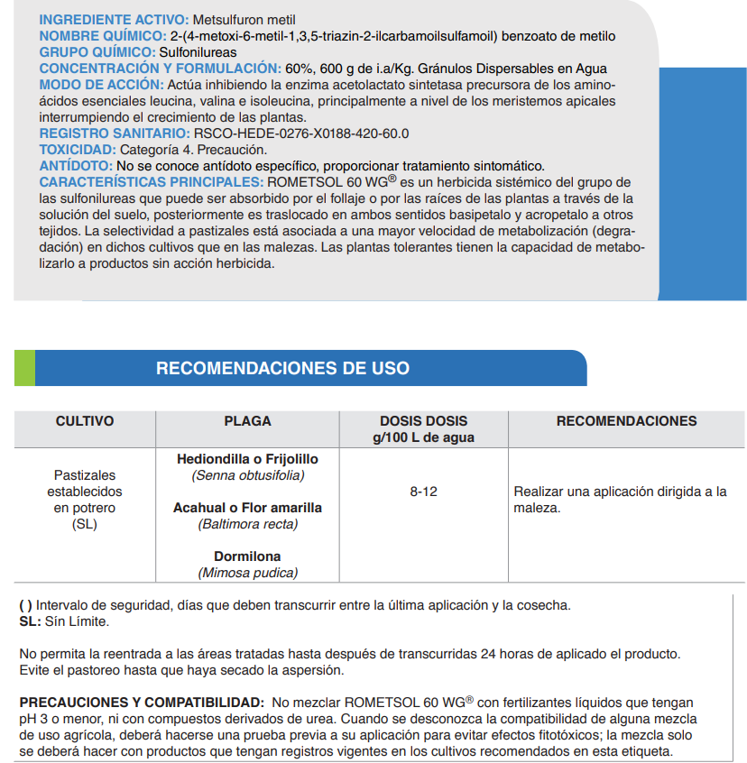 Herbicida Rometsol 10g