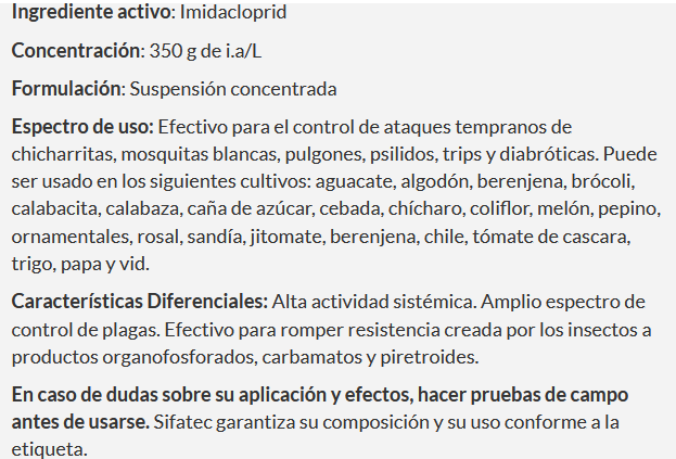 Insecticida de amplio espectro Mos Blanc 350 SC 1 Litro