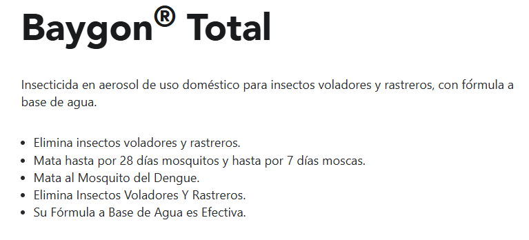 Spray insecticida Baygon 400mL