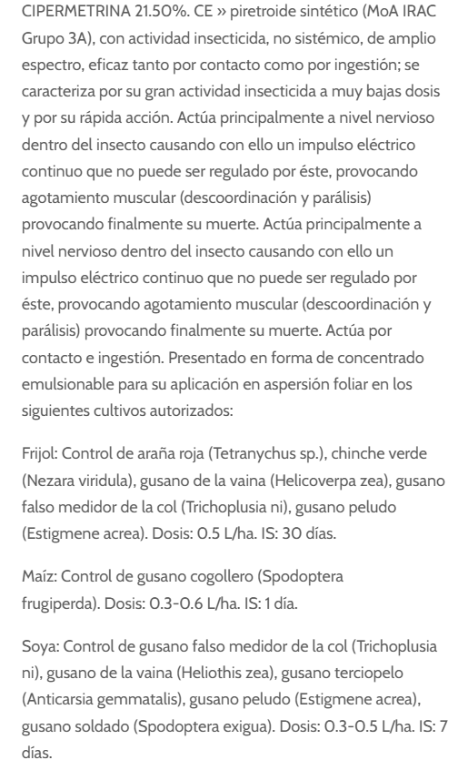 Insecticida Siroco 20 Diablo - Cipermetrina 500mL