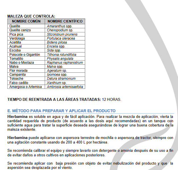 Hierbicida Hierbamina syngenta 1 Litro