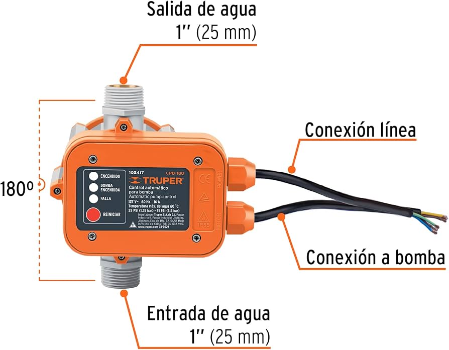 Controlador automático TRUPER para bomba