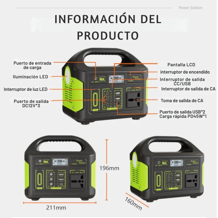 Generador de electricidad portátil 300W Eg009Li