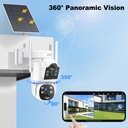 Cámara de seguridad 360° solar de doble lente