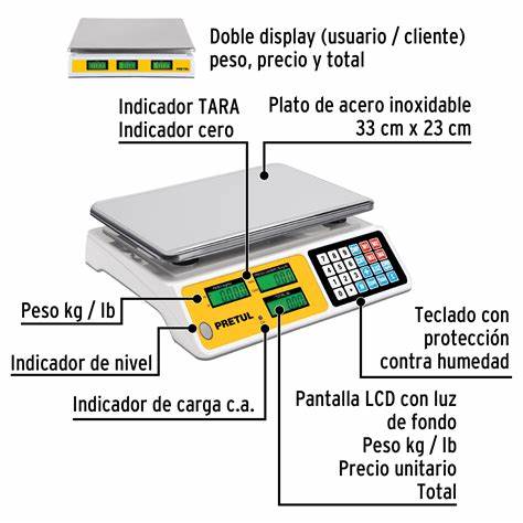 Báscula electrónica multifuncional 40Kg / 5g PRETUL