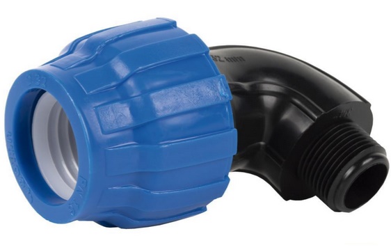 90° 63mm x Ø 1½" Male thread elbow
