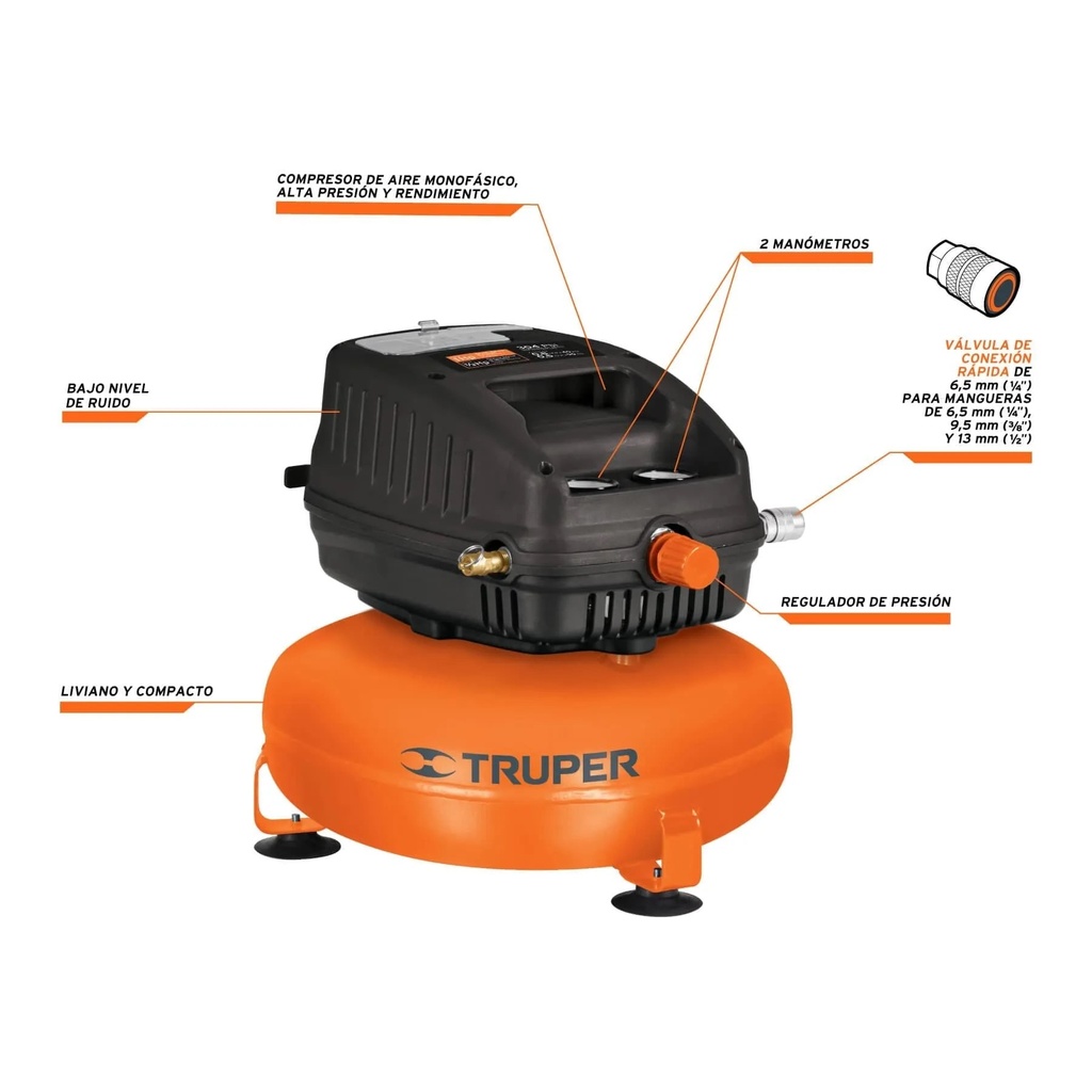 Compresor portátil TRUPER de 12 Litros. 127V