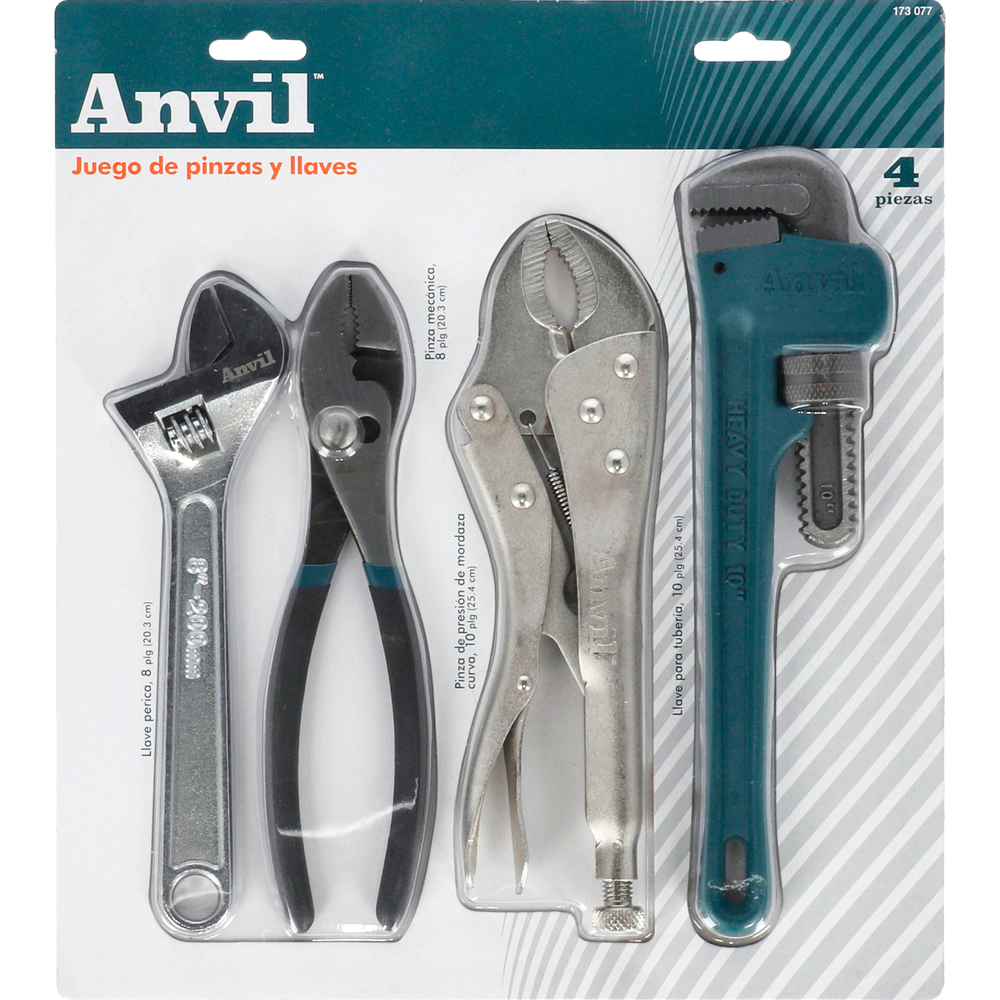 Juego de llaves y pinzas de 4 piezas marca ANVIL