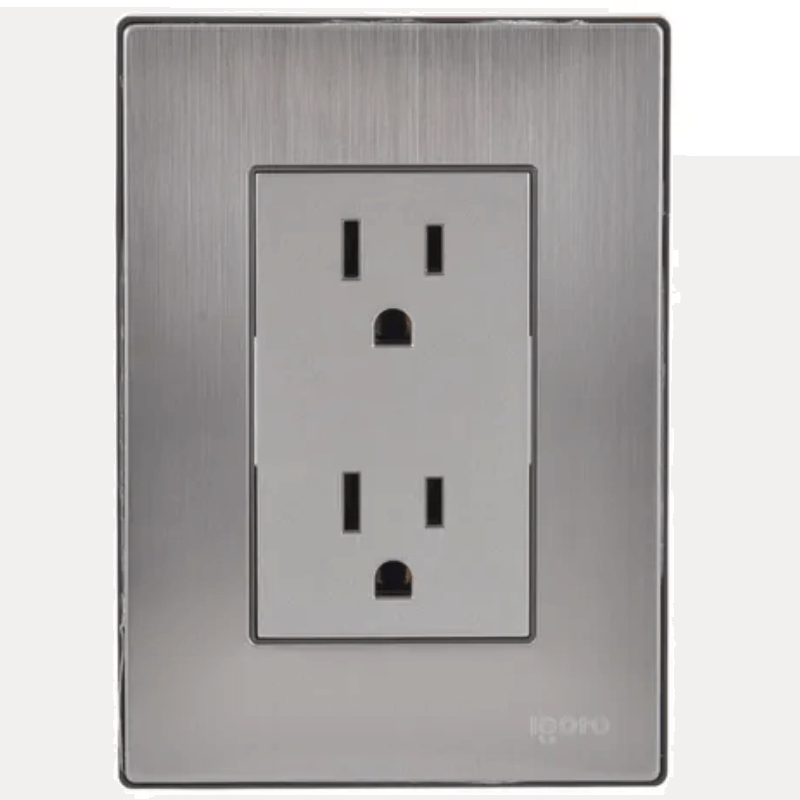 Tomacorriente doble INOX IGOTO (placa armada)