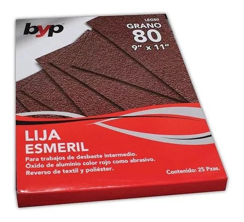 Paquete de lijas esmeril. Grano 80