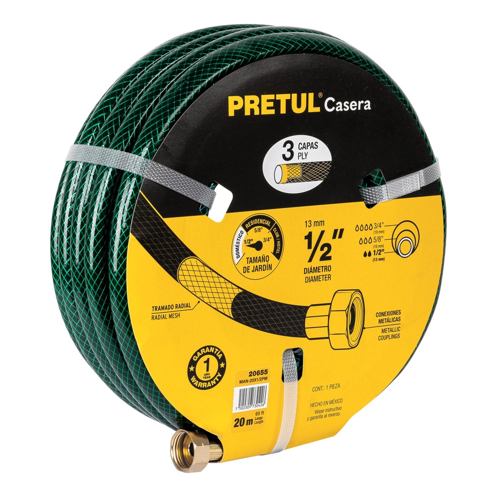 PRETUL 3-Layer Garden Hose. 20m