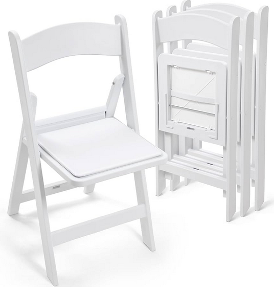 Juego de 4 sillas plegables de plástico blancas