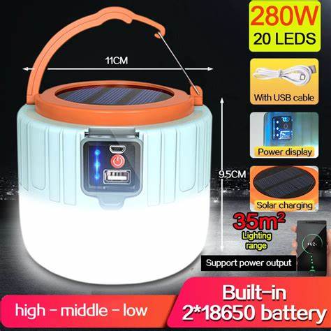 Lámpara solar LED de emergencia para exteriores