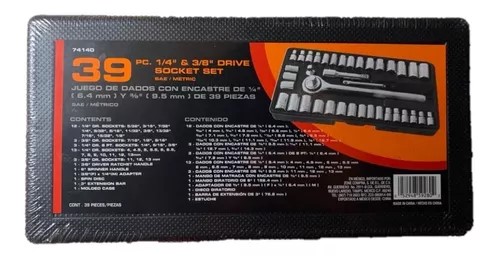 39 Pcs. 1/4" y 3/8" Impact Socket Set