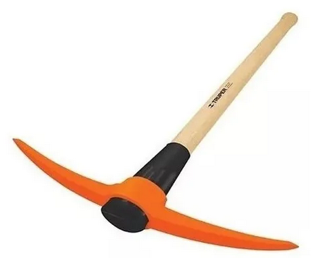 Pickaxe with forged steel head. 43HRc