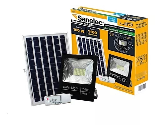 Sanelec 100W 1100 lumens LED Floodlight w/ solar panel
