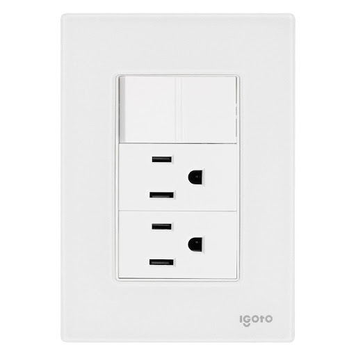 Placa IGOTO con 2 tomas y 1 interruptor
