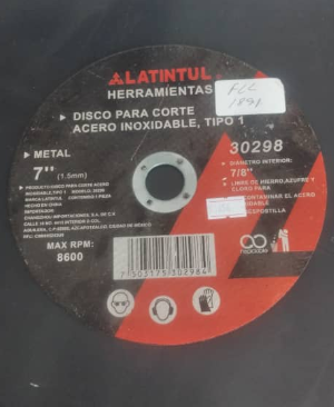 7" LATINTUL Type 1 Cutting Disc for stainless steel