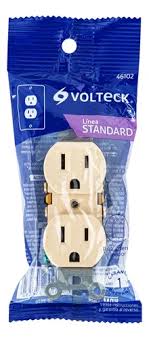 Contacto Duplex Volteck  2 polos 3 hilos línea Standard  (46102 codo-S)