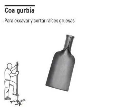 Coa gurbia para cortar y excavar raíces, con mango