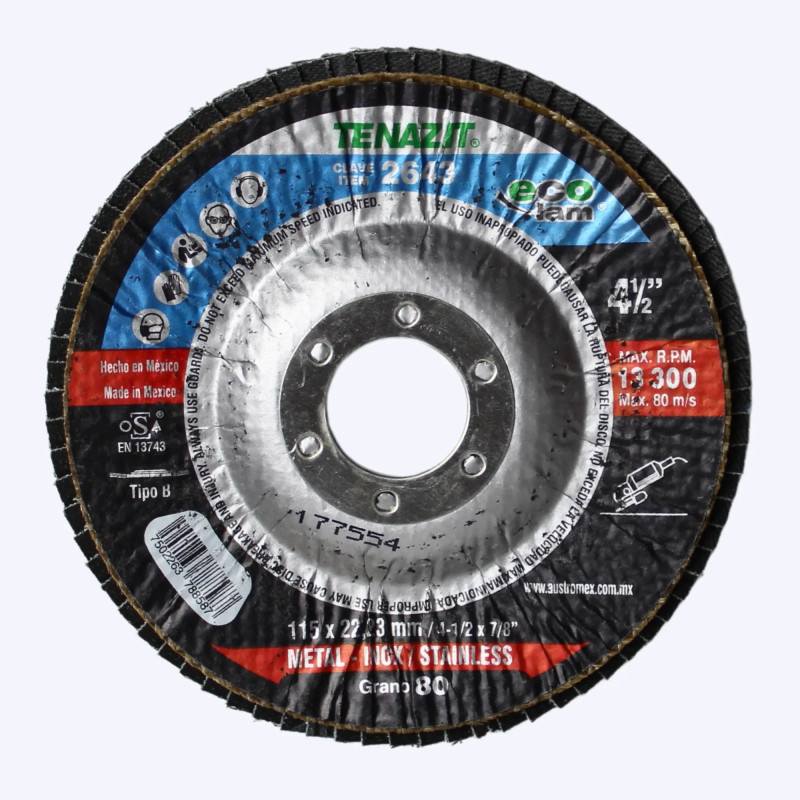 Disco desbaste y pulido metales 4-1/2"x7/8" TzECO G80 (2643)