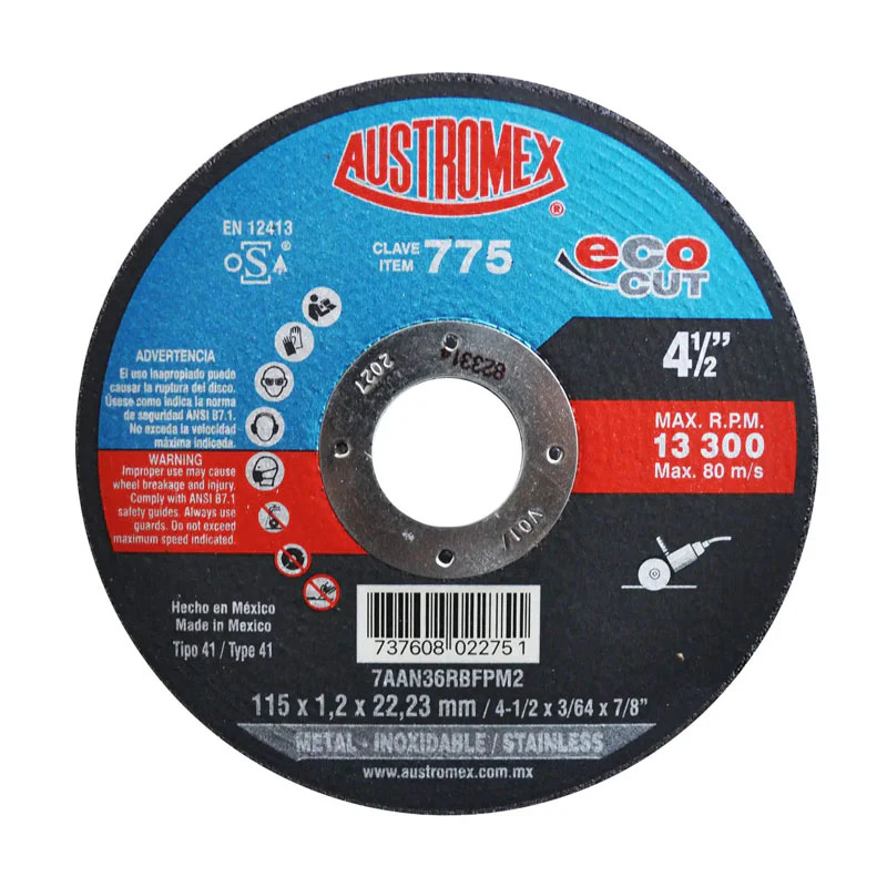Disco de corte plano de metal 4-1/2"x3/64"x7/8" AUSTROMEX (775)