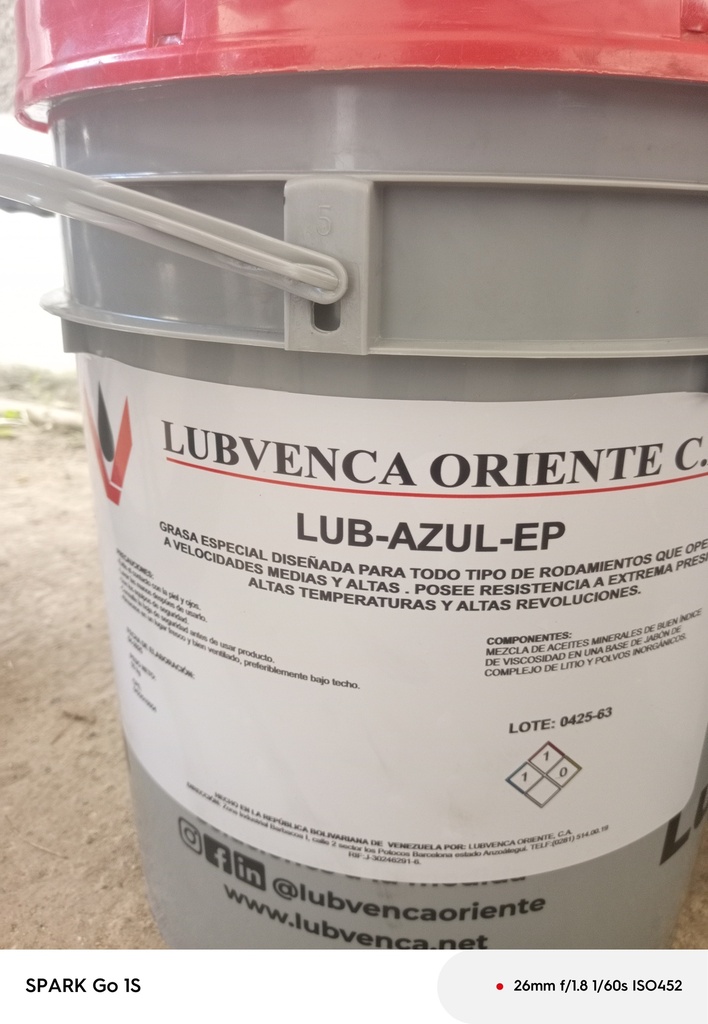 LUB-AZUL EP Grasa especial para todo tipo de rodamiento de velocidades medias y altas. 16Kg.