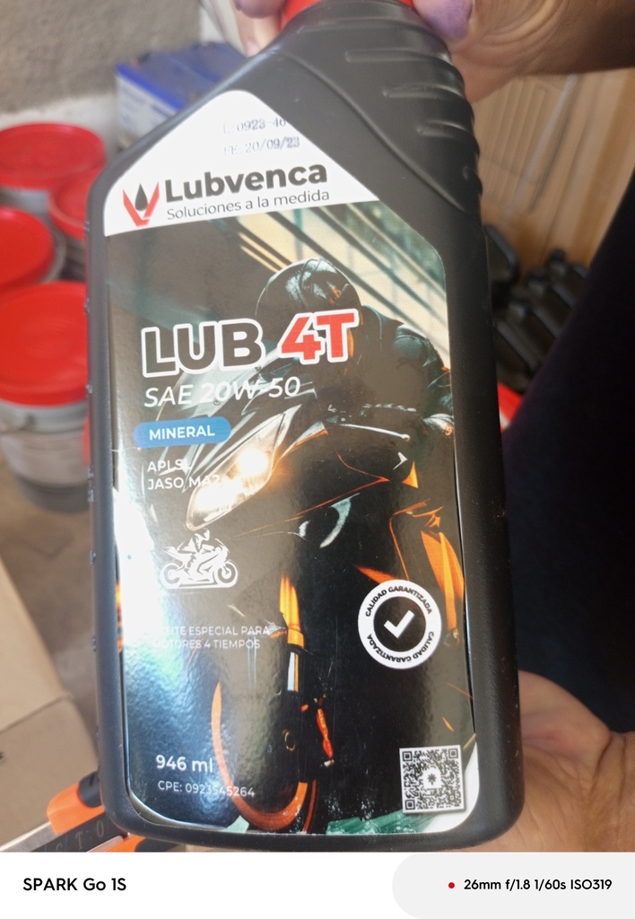 LUB-4T SAE 20W 50 MINERAL. 946mL