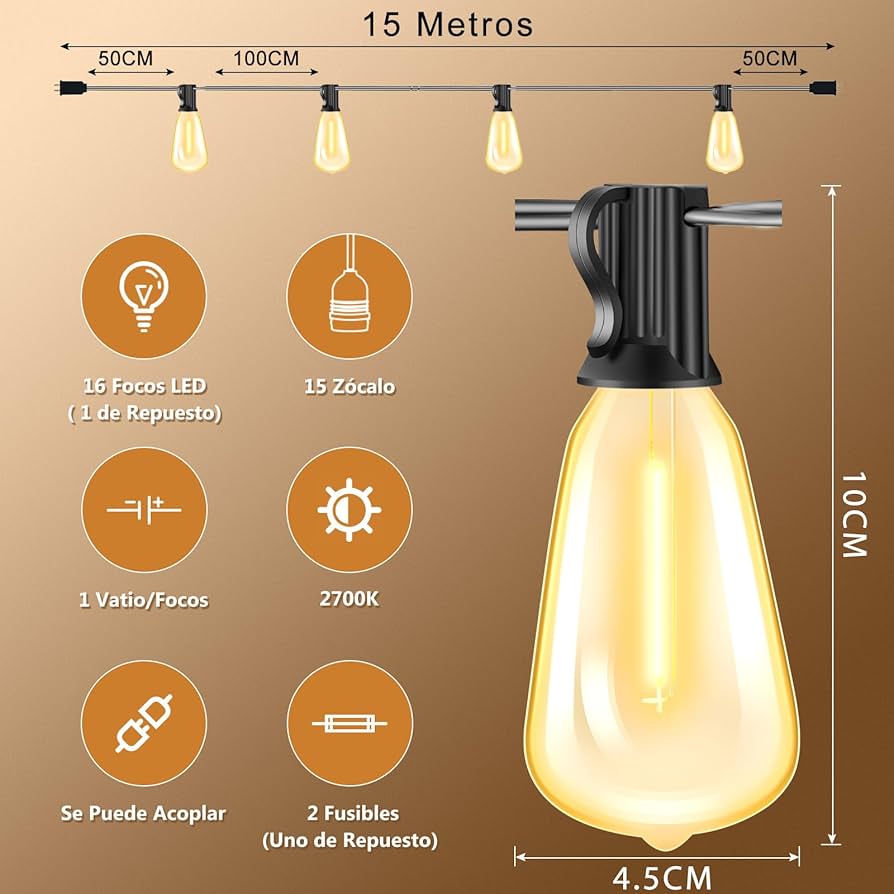 Guirnalda 15m + 1 LED