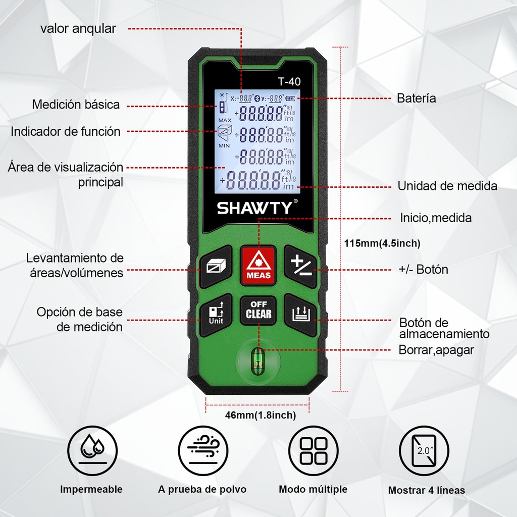 SHAWTY 40m Laser Digital Distance Meter
