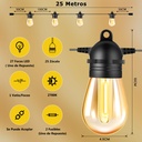 Guirnalda vintage 25m impermeable + 2 LED