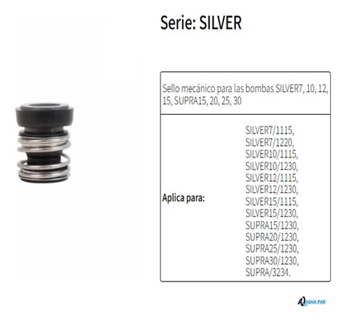 Mechanical seal for Supra/Silver pumps