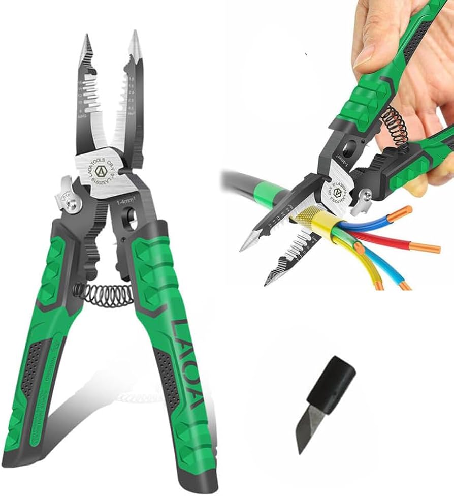 LAOA 8-In-1 Stainless Steel Multifunctional Electrician's Pointed Nose Pliers for Wire Stripping and Electrical Measurement