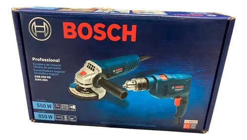 Juego BOSCH de taladro 550W y pulidora 850W