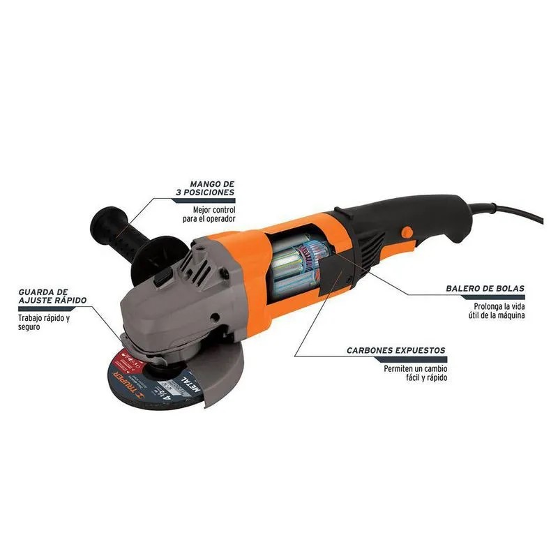 TRUPER 1300W 10A 4½" angle grinder
