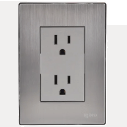 [FLL835] Tomacorriente doble INOX IGOTO (placa armada)