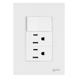 [FLL1859] Placa IGOTO con 2 tomas y 1 interruptor