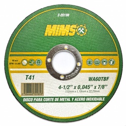 [FLL252] Disco de corte recto 4½" para metal y acero inoxidable